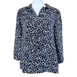 Nina McLemore 4 Ply Silk Tunic Womens Sz 2 $750 Retail Luxury Career Black White